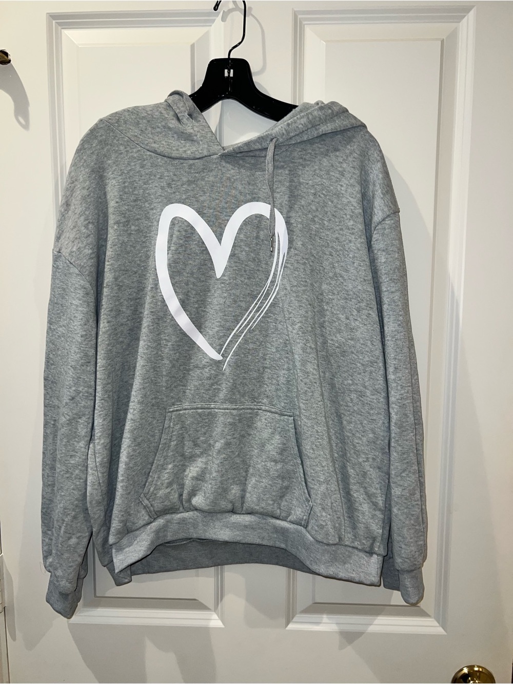 Women's Gray Heart Graphic Hoodie Sweatshirt